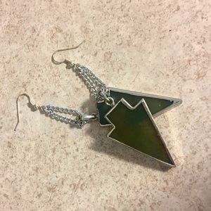 Silver and sage natural stone arrowhead earrings